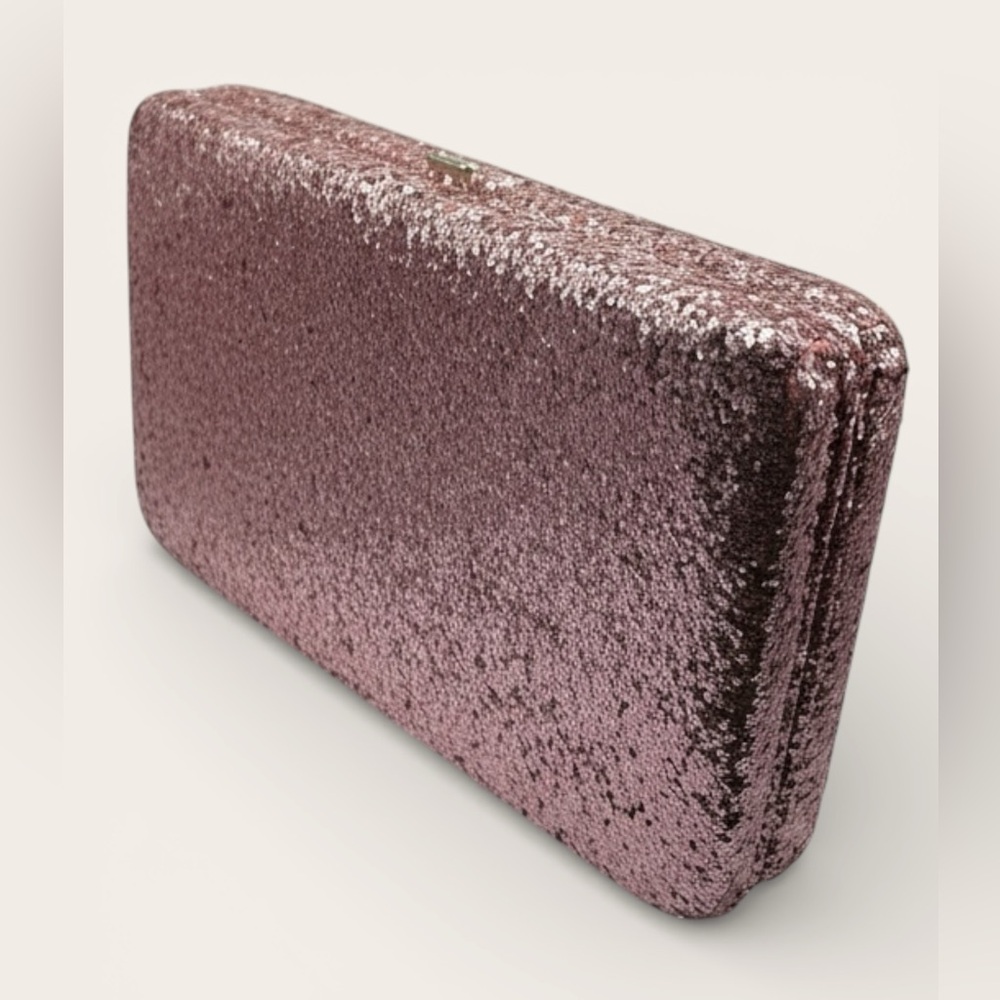 The Limited Rose Gold Glitter Box Clutch Evening Bag EUC - Picture 2 of 11